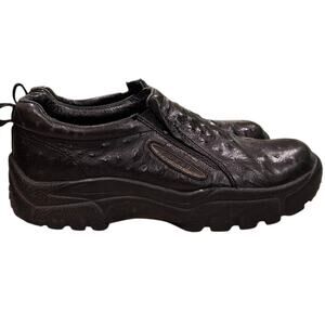 Roper Performance Mens Shoes Slip Ons Ostrich Casual Sz 9 Black